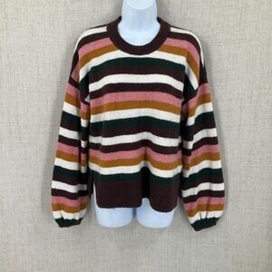 Madewell Striped Sweater Womens S Multicolor Merino Alpaca Wool Boho Pullover
